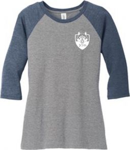 District Made Ladies Perfect Tri 3/4-Sleeve Raglan, Navy/Grey